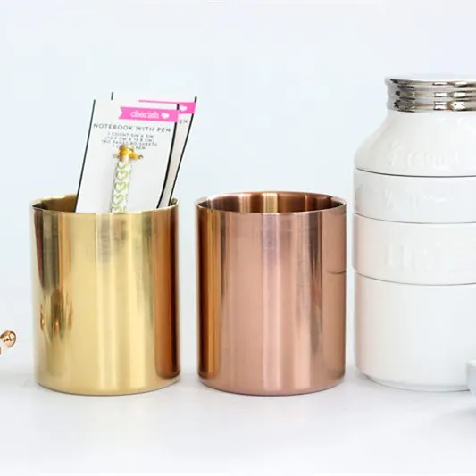 Cylindrical Brass Pen Cup