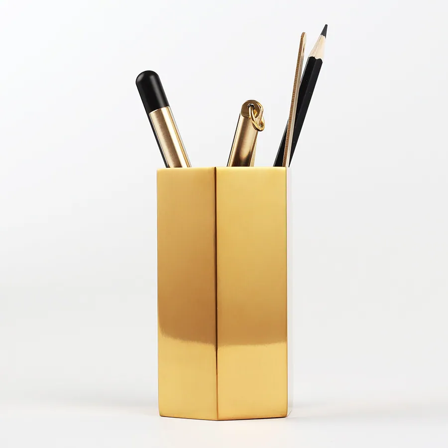 Faceted Metal Pen Holder